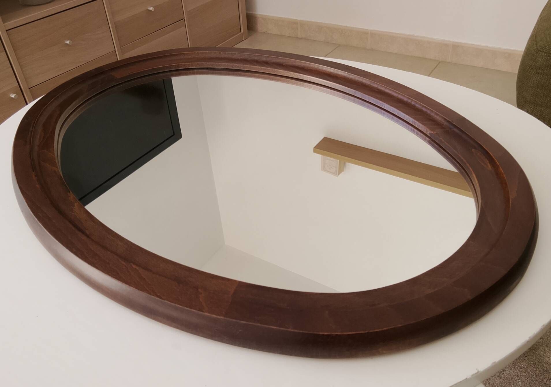 Miroir ovale vintage de style scandinave années 80/90