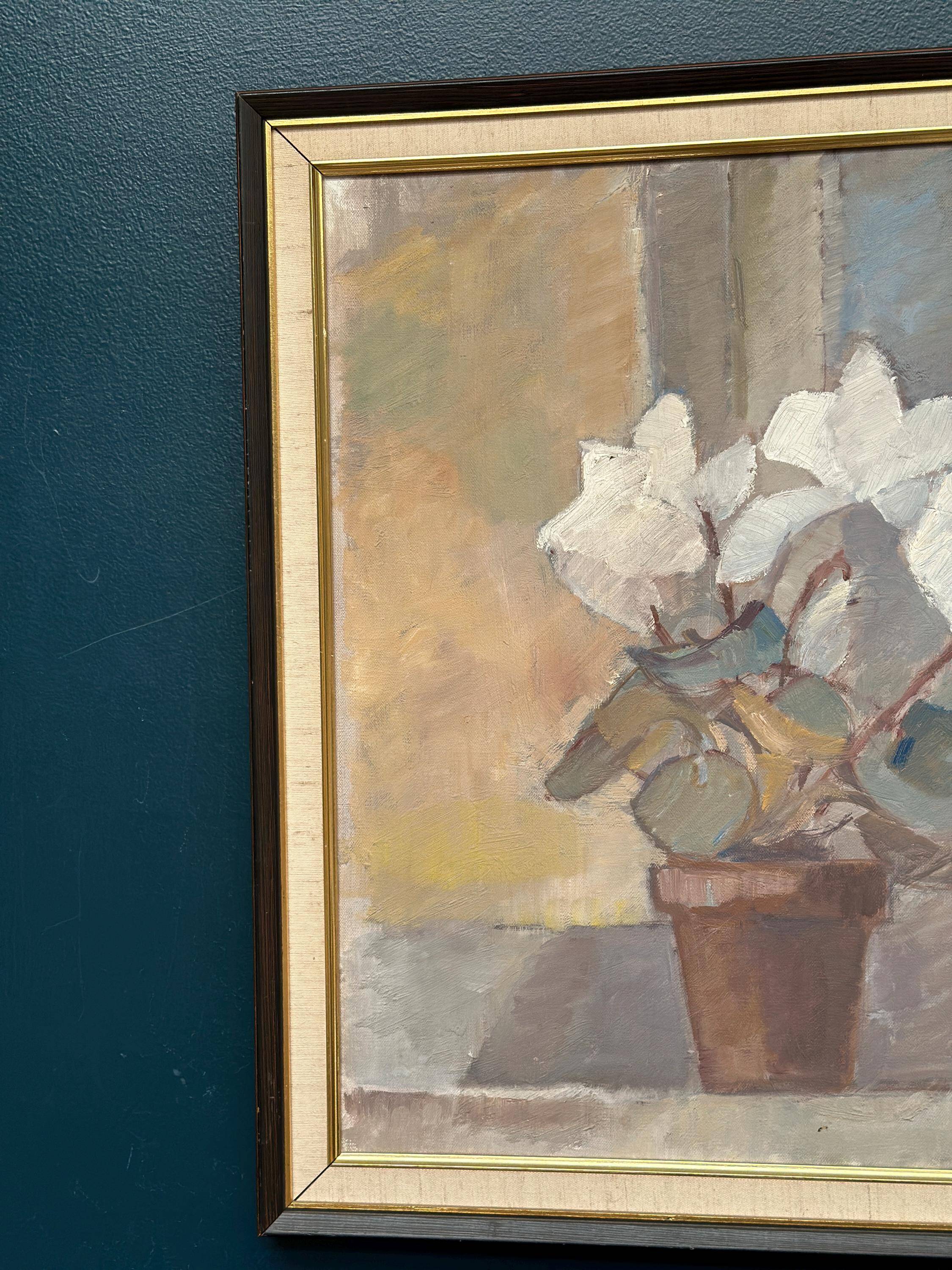 Huile sur toile originale suédoise – « Fleurs dans un pot » par Billi Danielsson