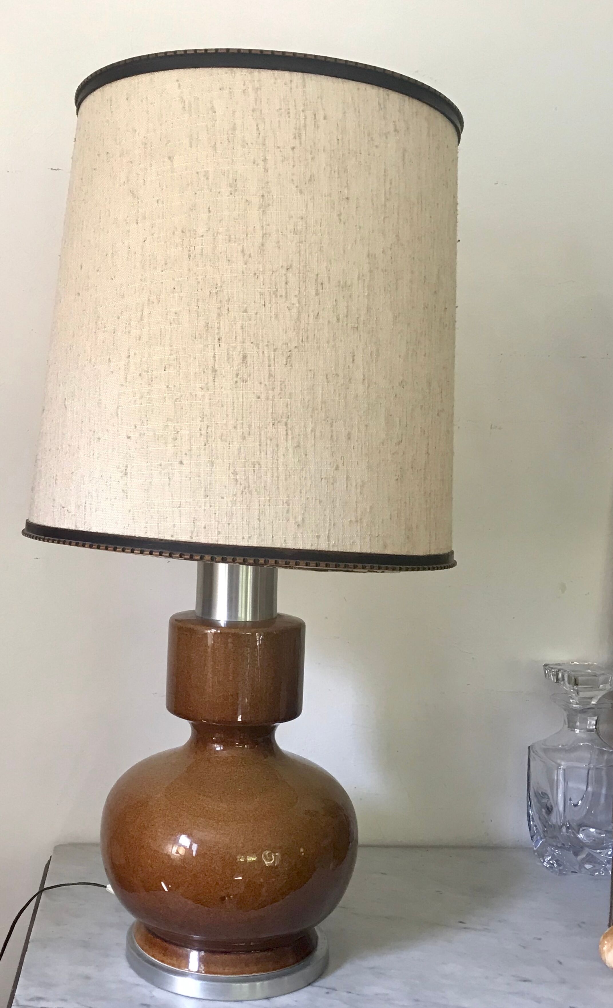 Ceramic and aluminum lamp foot brushed 46cm