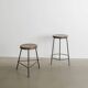 Pierre jeanneret teak and iron low bar stool for chandigarh, 1950s