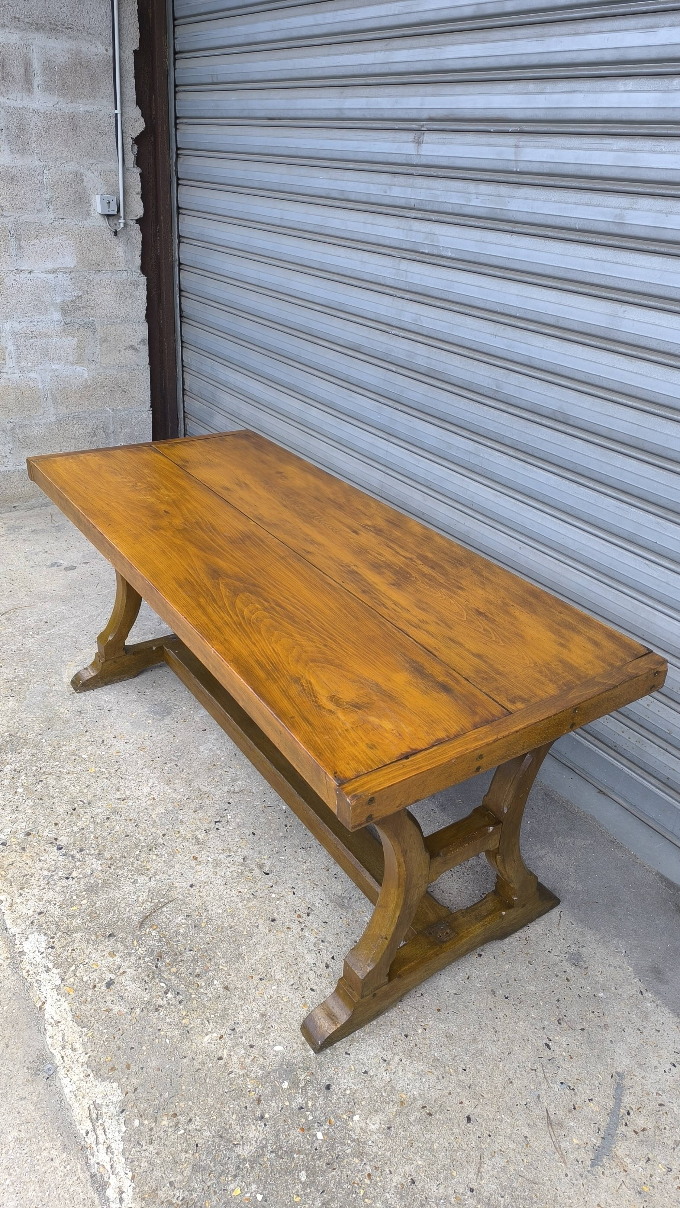 Solid elm farmhouse table, 1920