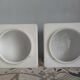Paire d'appliques/plafonniers carrés  en opaline mate vintage