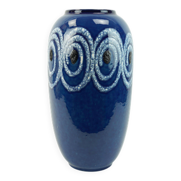 vase de sol Scheurich bleu avec motif tourbillon blanc modèle fat lava n° 546-41