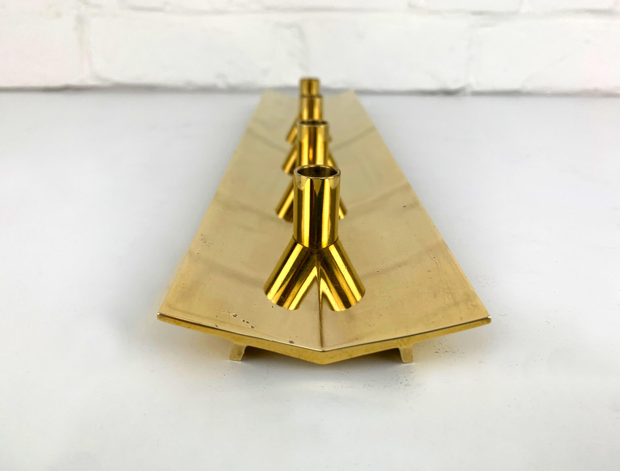 Scandinavian brass candle holder, vintage, Pierre Forsell for Skultuna, 1960