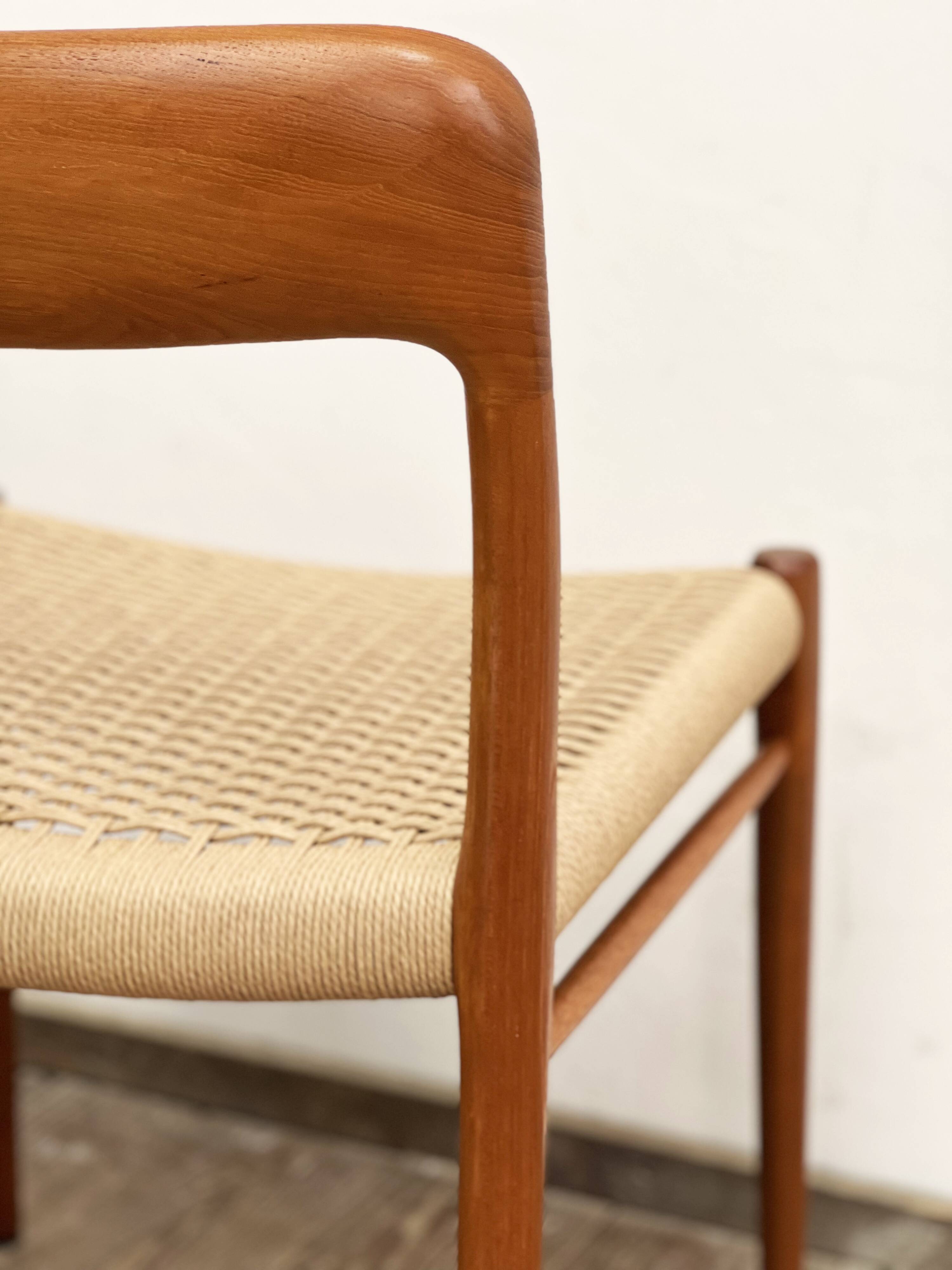 Mid-Century Model 75 Chairs in Teak by Niels O. Møller for J.L. Moller, 1950, Set of 2