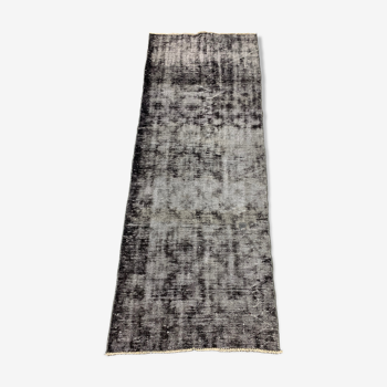 Distressed Turkish Runner 280x98 cm wool Vintage rug, Overdyed Black