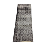 Distressed Turkish Runner 280x98 cm wool Vintage rug, Overdyed Black