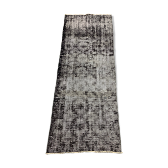 Distressed Turkish Runner 280x98 cm wool Vintage rug, Overdyed Black