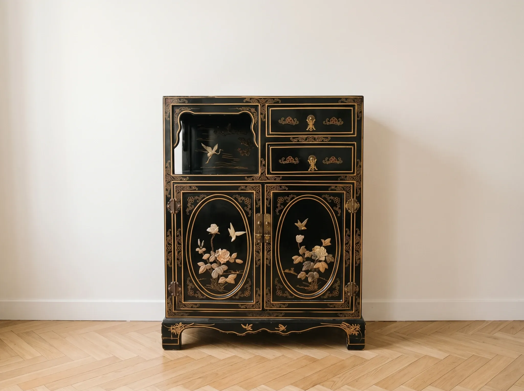 Black and gold Chinese storage furniture