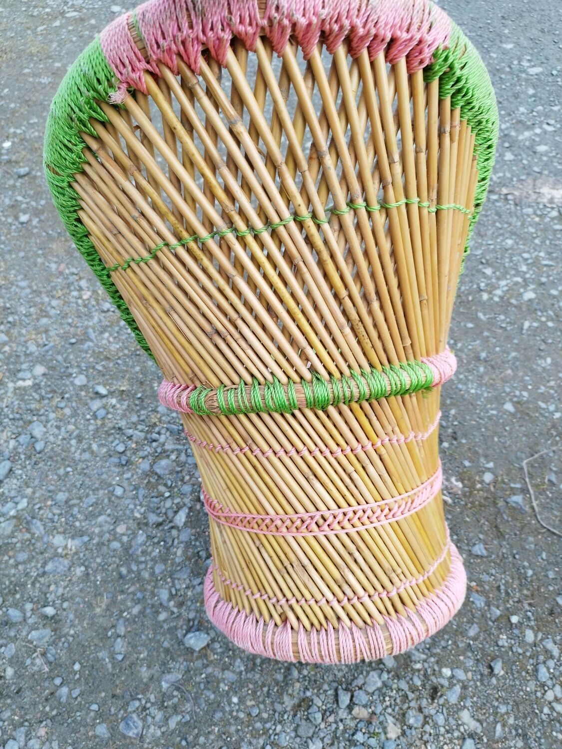 Armchair and stool set in bamboo and braided string