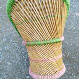 Armchair and stool set in bamboo and braided string
