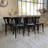 Set of 7 black bistro chairs