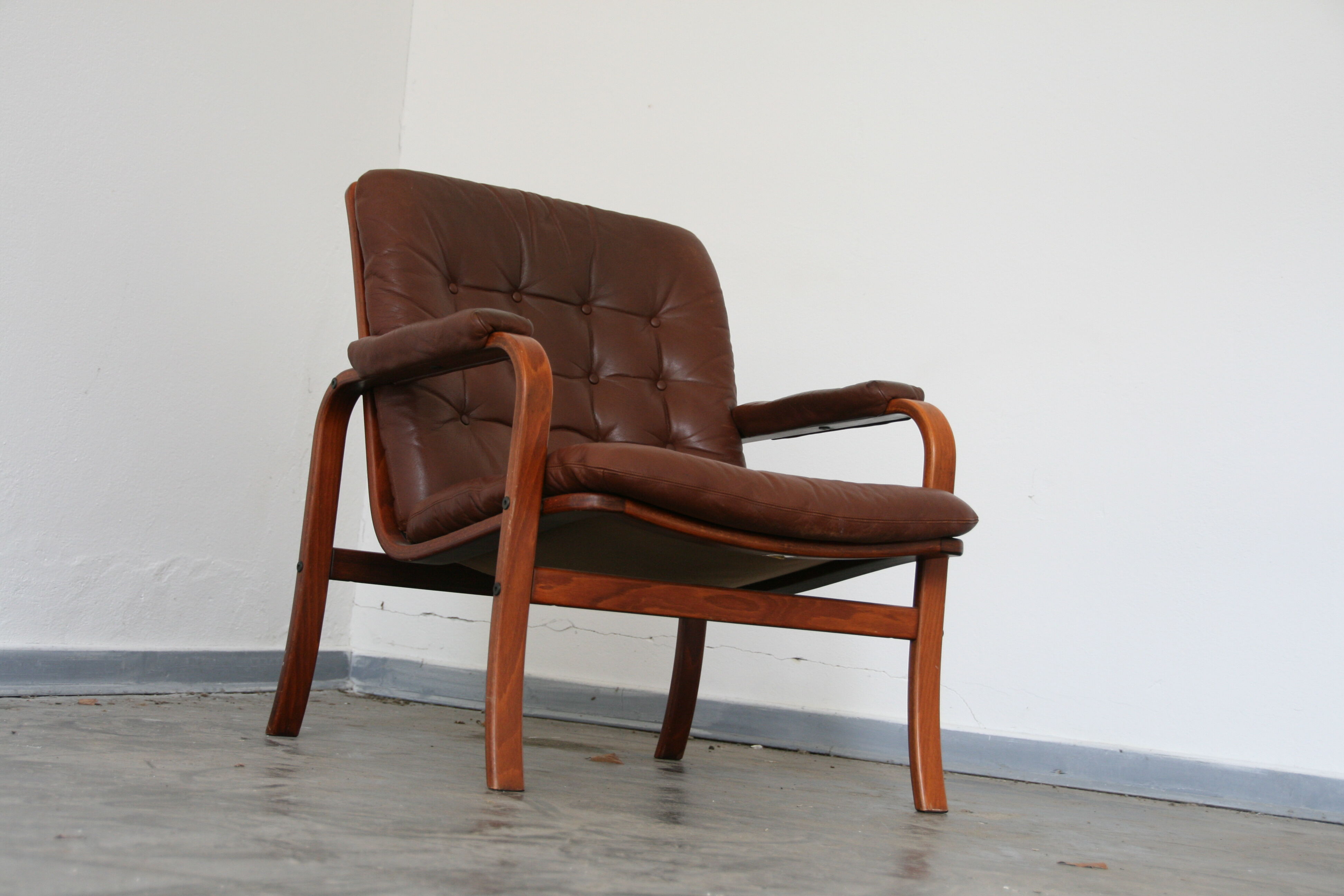 Vintage leather lounge chair by Gotte mobil Sweden