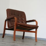 Vintage leather lounge chair by Gotte mobil Sweden
