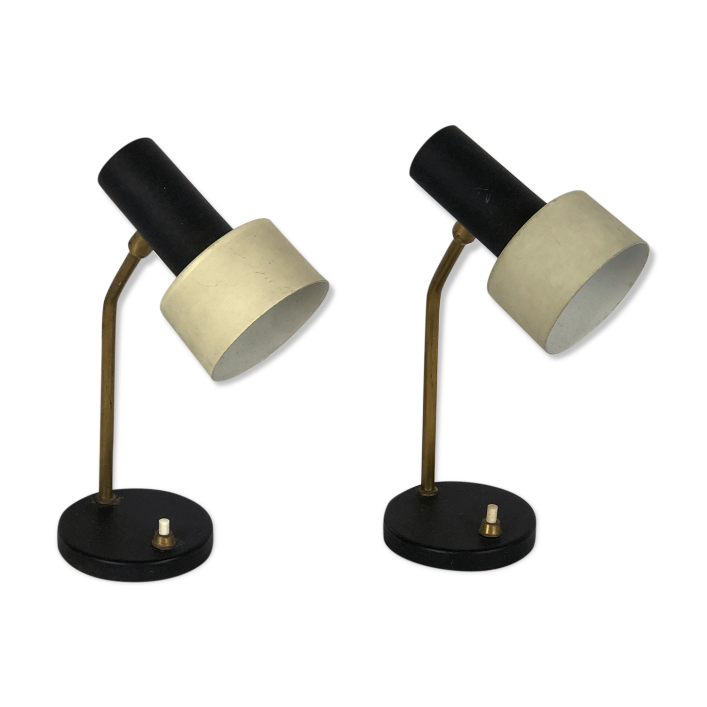 Mid-century Italian adjustable cone table lamps
