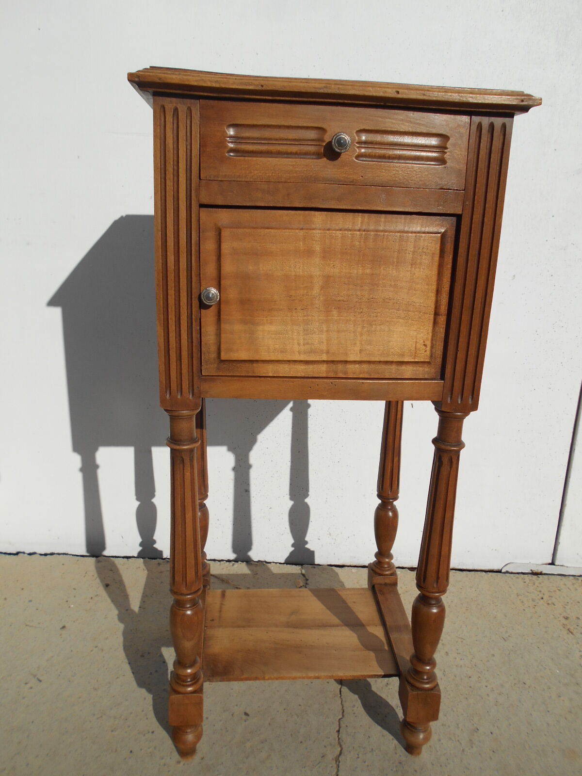 Solid walnut bedside table in Louis XVI style