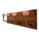 Porte manteau mural style vintage en bois – 4 patères céramique rose 40 cm
