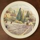 Decorative flat plate in Castelroux porcelain. Provencal scene, Landscape of Provence France