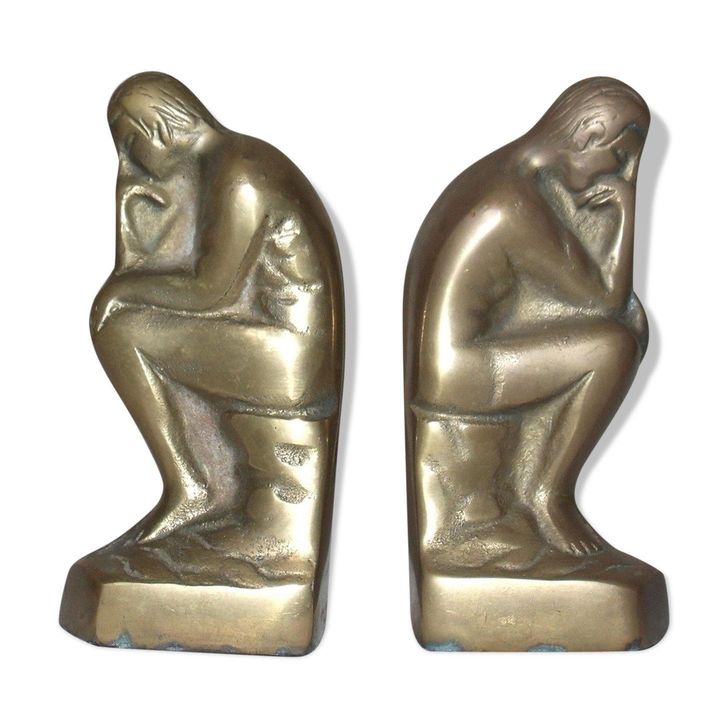 Pair of greenhouses books bronze the thinker by Rodin