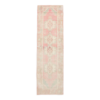 Tapis coureur vintage antique rouge pâle, 90x299cm