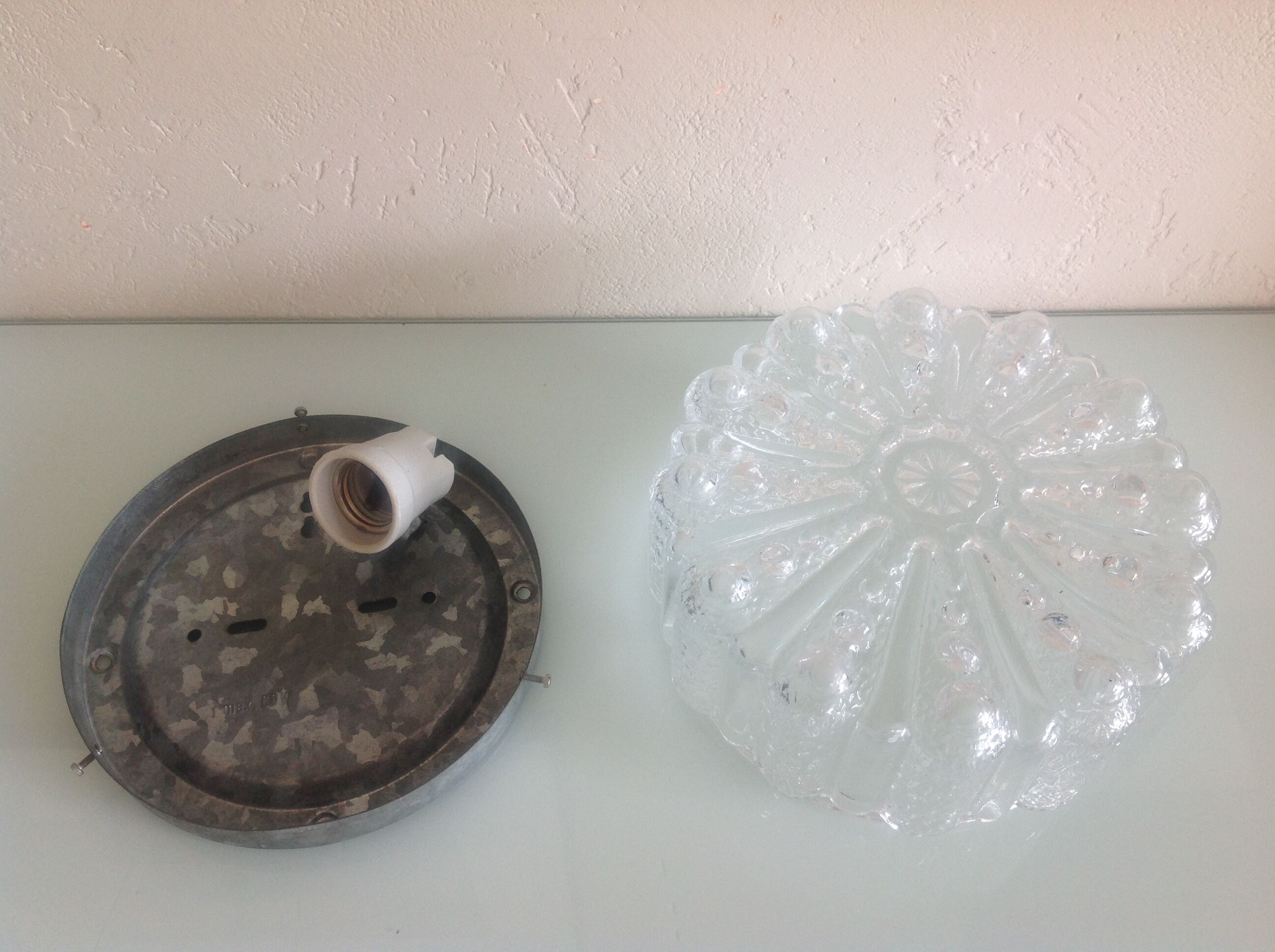 Bulled glass ceiling lamp, vintage 60/70s