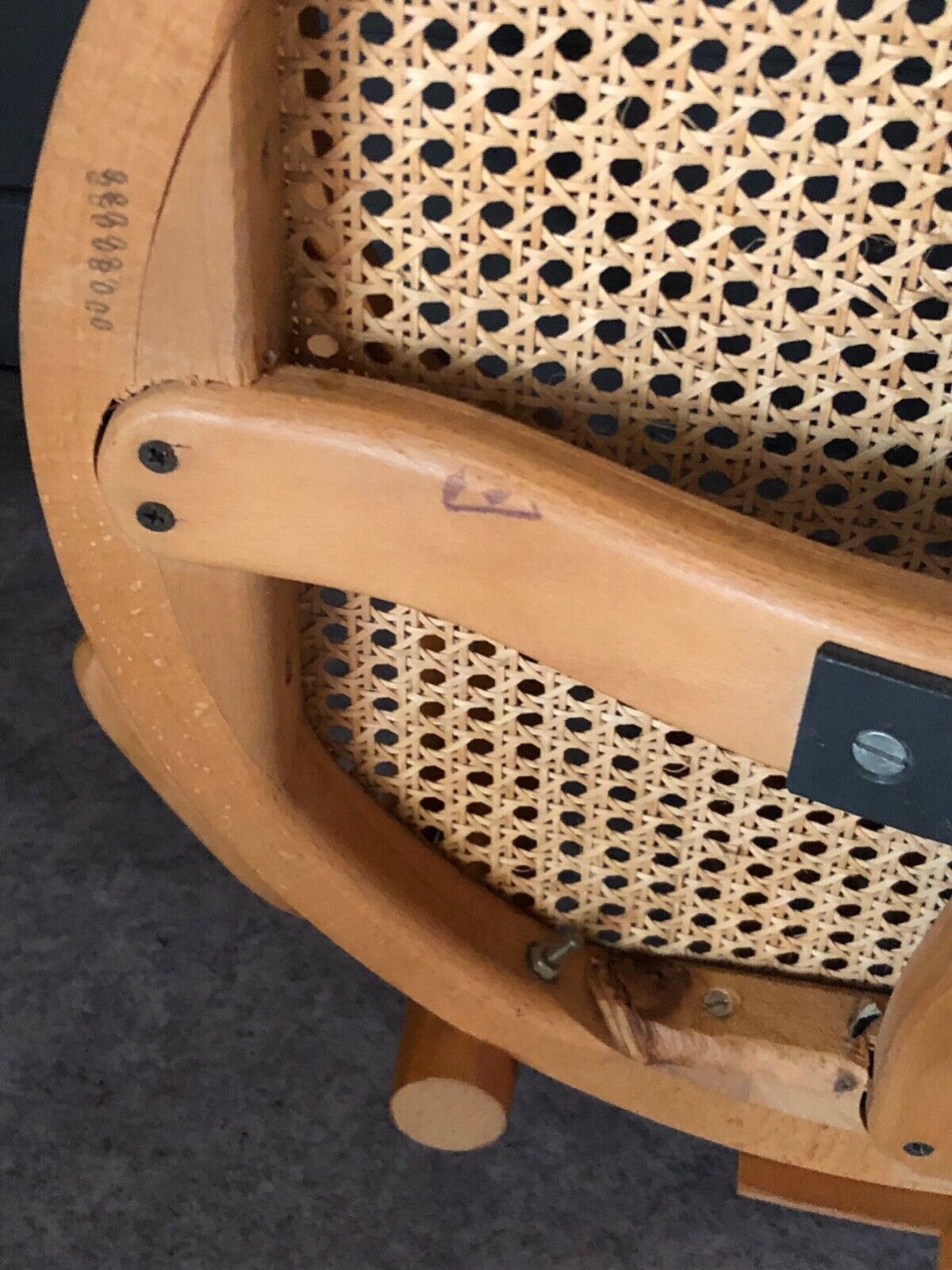 Armchair american turning desk wood hanger chene clair 1960 cannage