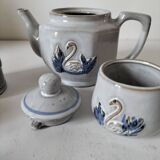 Stoneware tea set with swan decor – Hygge & Lagom spirit