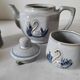 Stoneware tea set with swan decor – Hygge & Lagom spirit
