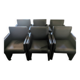 6 faux leather chairs on wheels