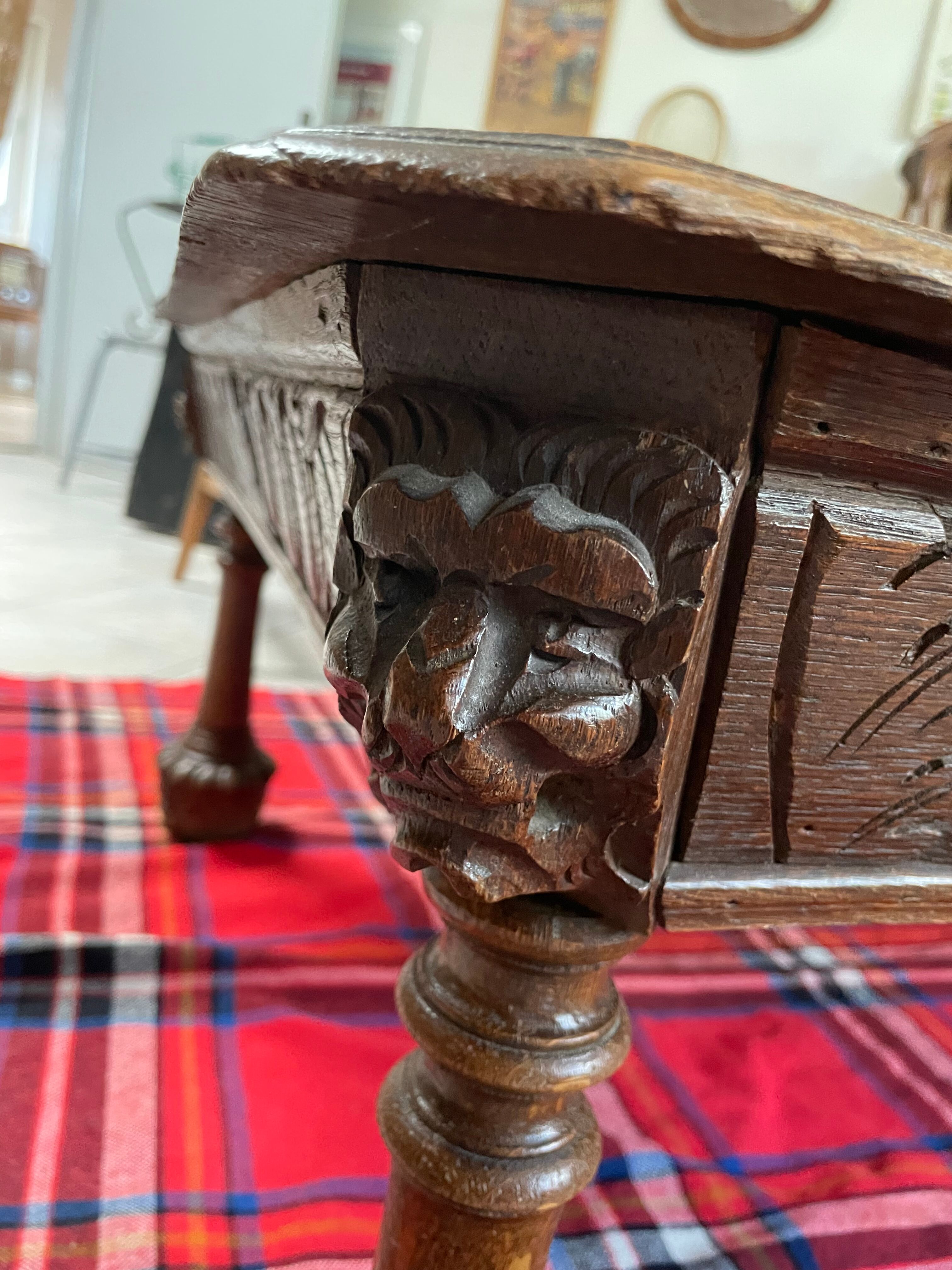 Carved wood table