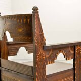 Set of Middle East Design Carved Wooden Moorish Decorated Side Chairs 1950s