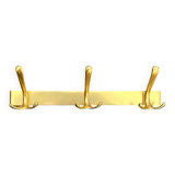 Vintage wall-mounted coat rack in anodised gold aluminium with 3 hooks from the 1970s.