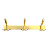 Vintage wall-mounted coat rack in anodised gold aluminium with 3 hooks from the 1970s.