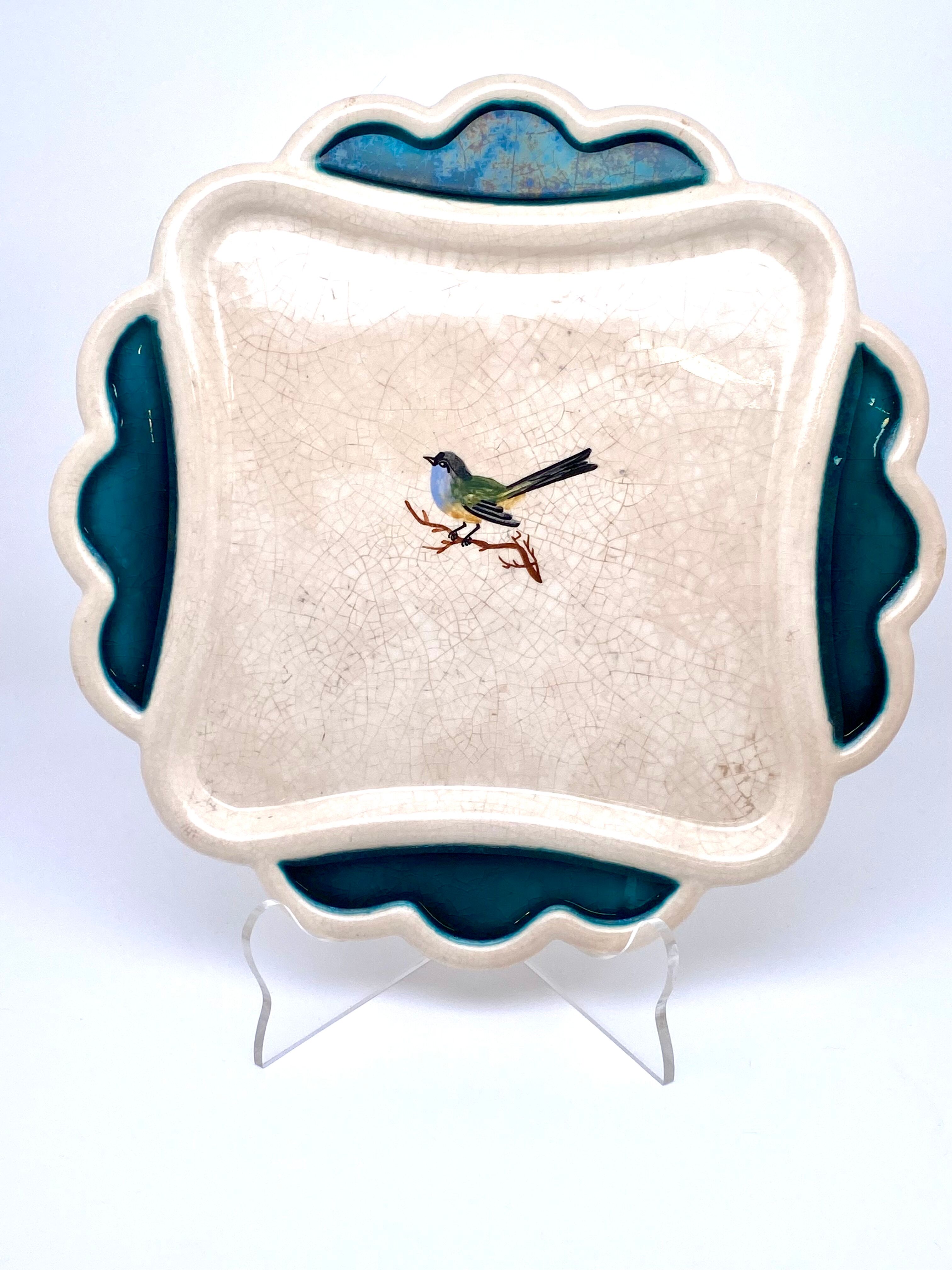 Dessert service in Petits Oiseaux slip, 9 plates
