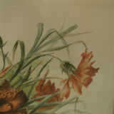 Watercolor frame golden bouquet of flowers