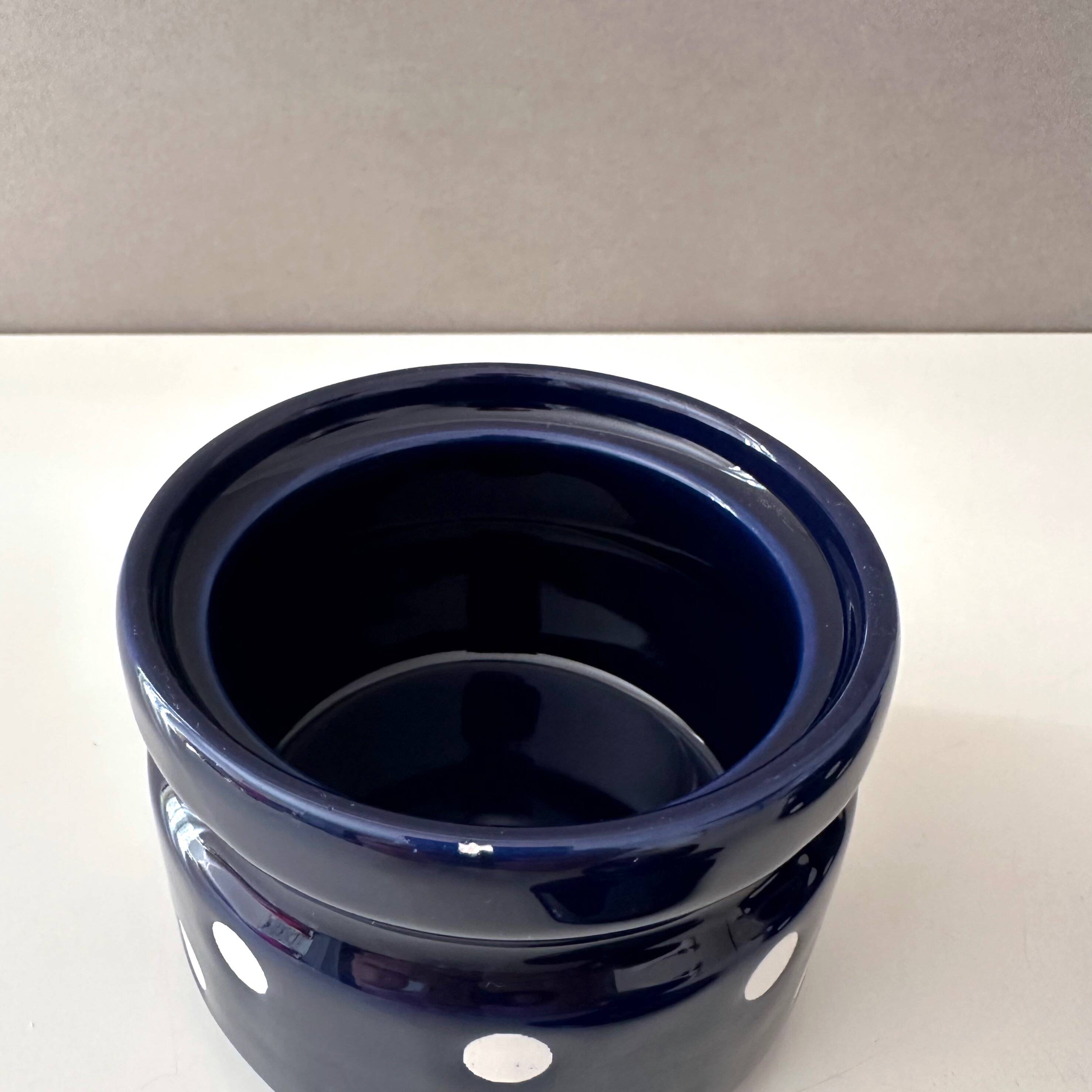 Vintage milk and sugar Wächtersbach ceramic blue and white, milk jug and sugar bowl, polka dots, 70s