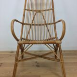 50s rattan chair, high-back basket