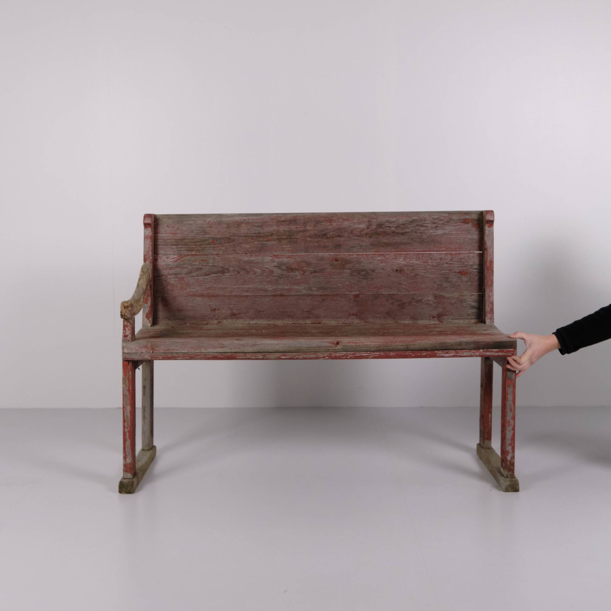 Bench - Original red paint - Pine wood - 1860s