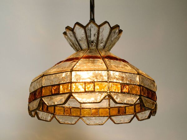 Suspension en verre PoliArte italienne des années 1960   Ø 52 cm