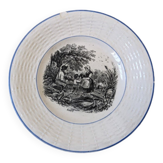 Assiette porcelaine Digoin & Sarreguemines parlante «  AOÛT»