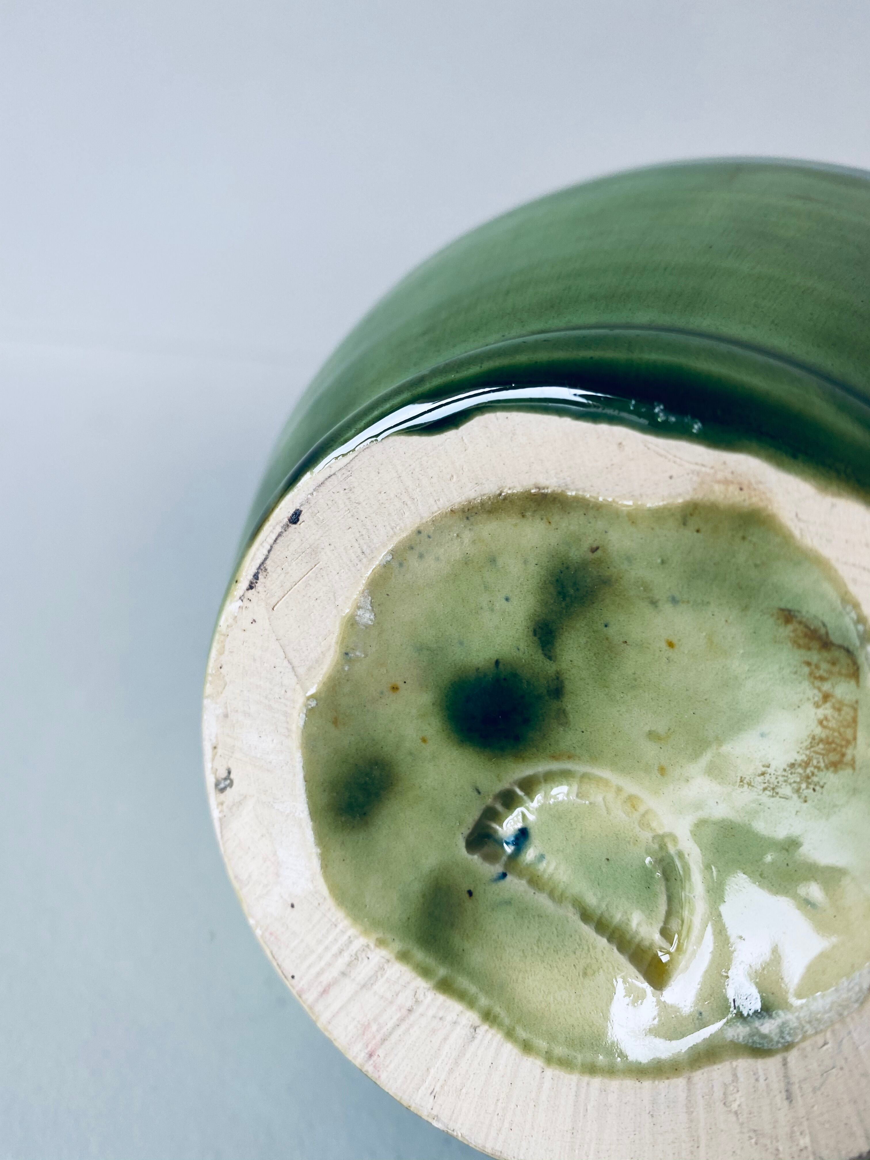 Signed ceramic green vase