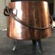 Cauldron with tinned copper pot handle and support 3 feet - 25.5 cm
