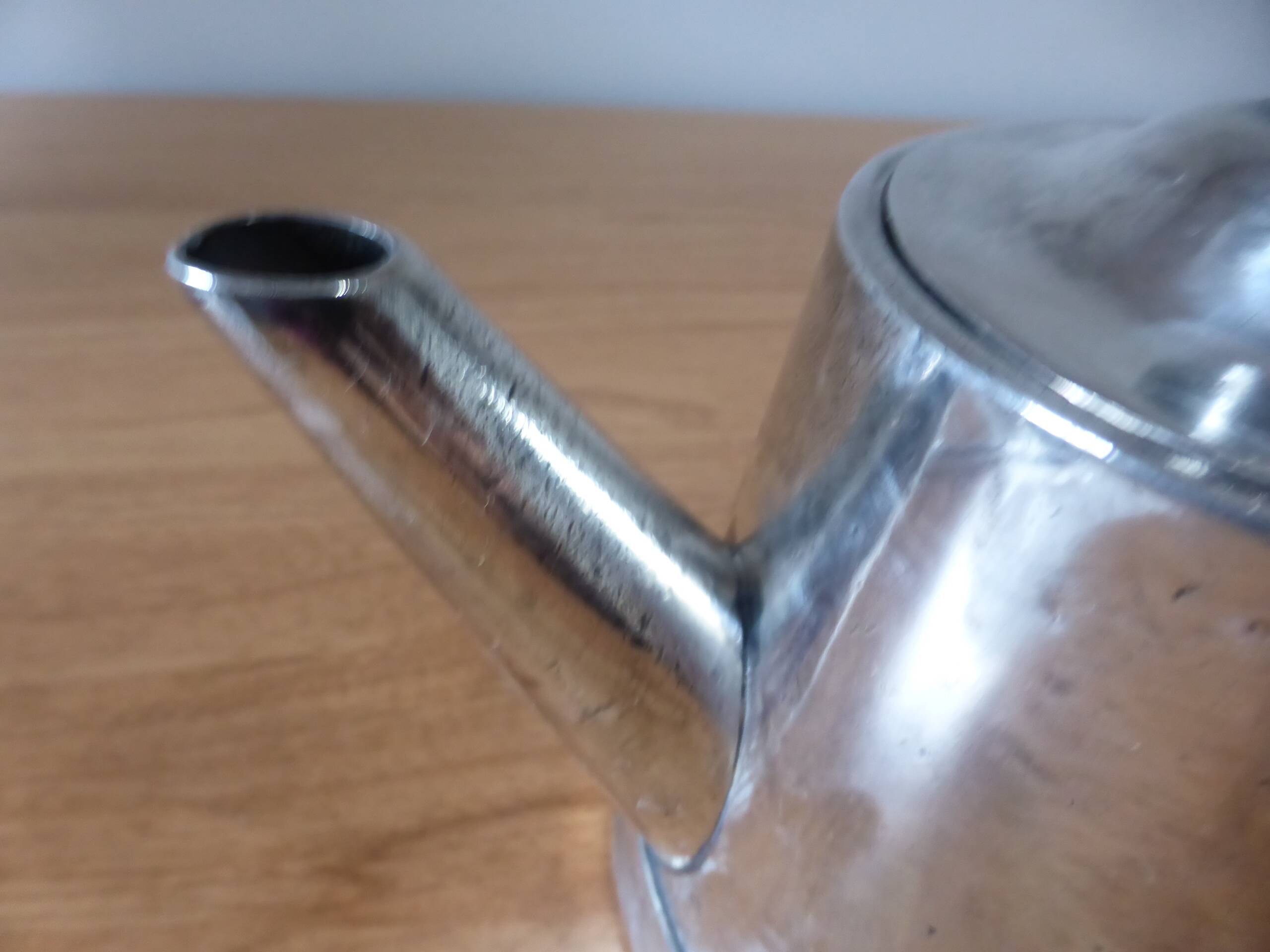 Vintage silver-plated metal teapot, pottery style