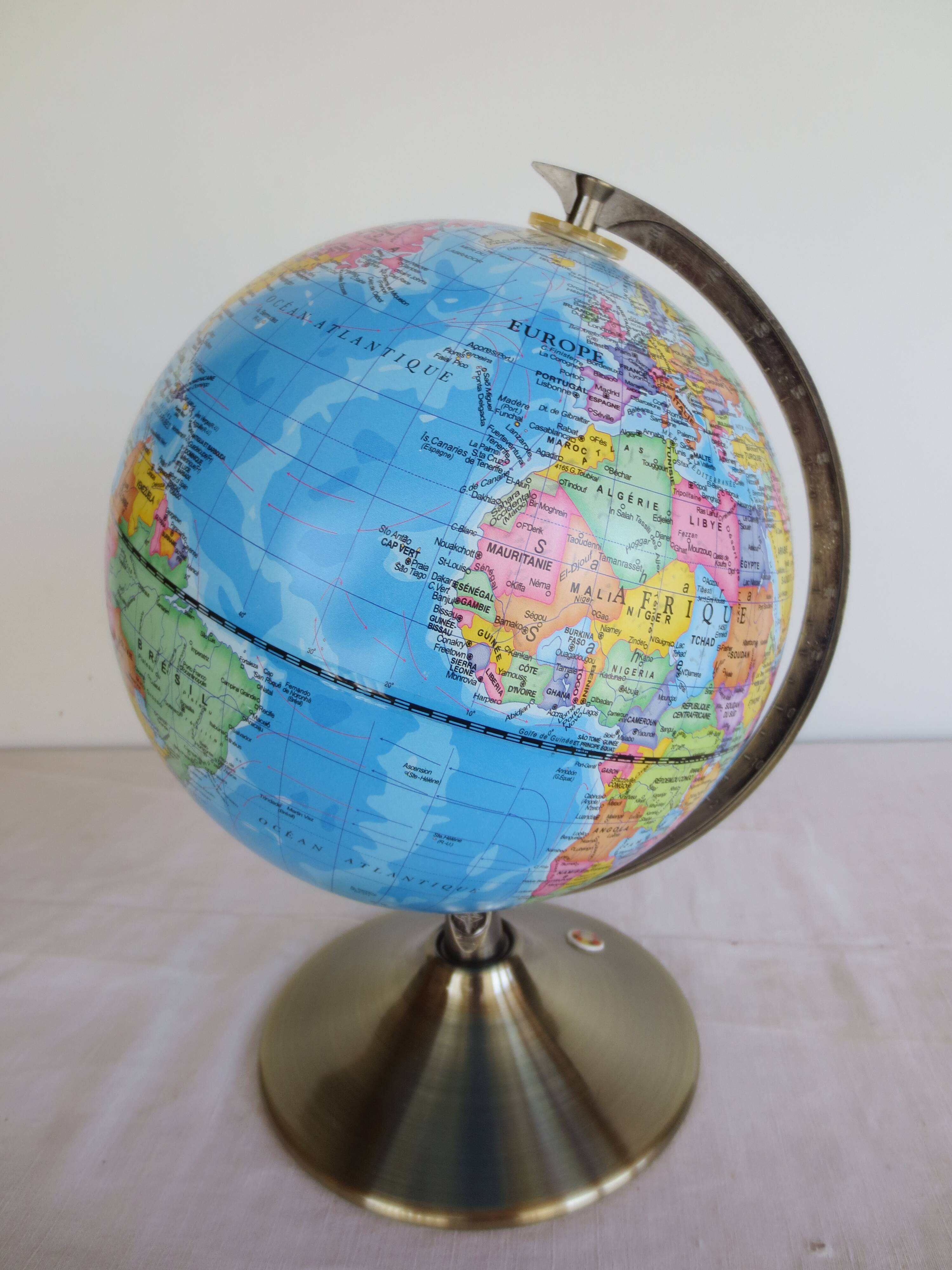 World globe: metal world map