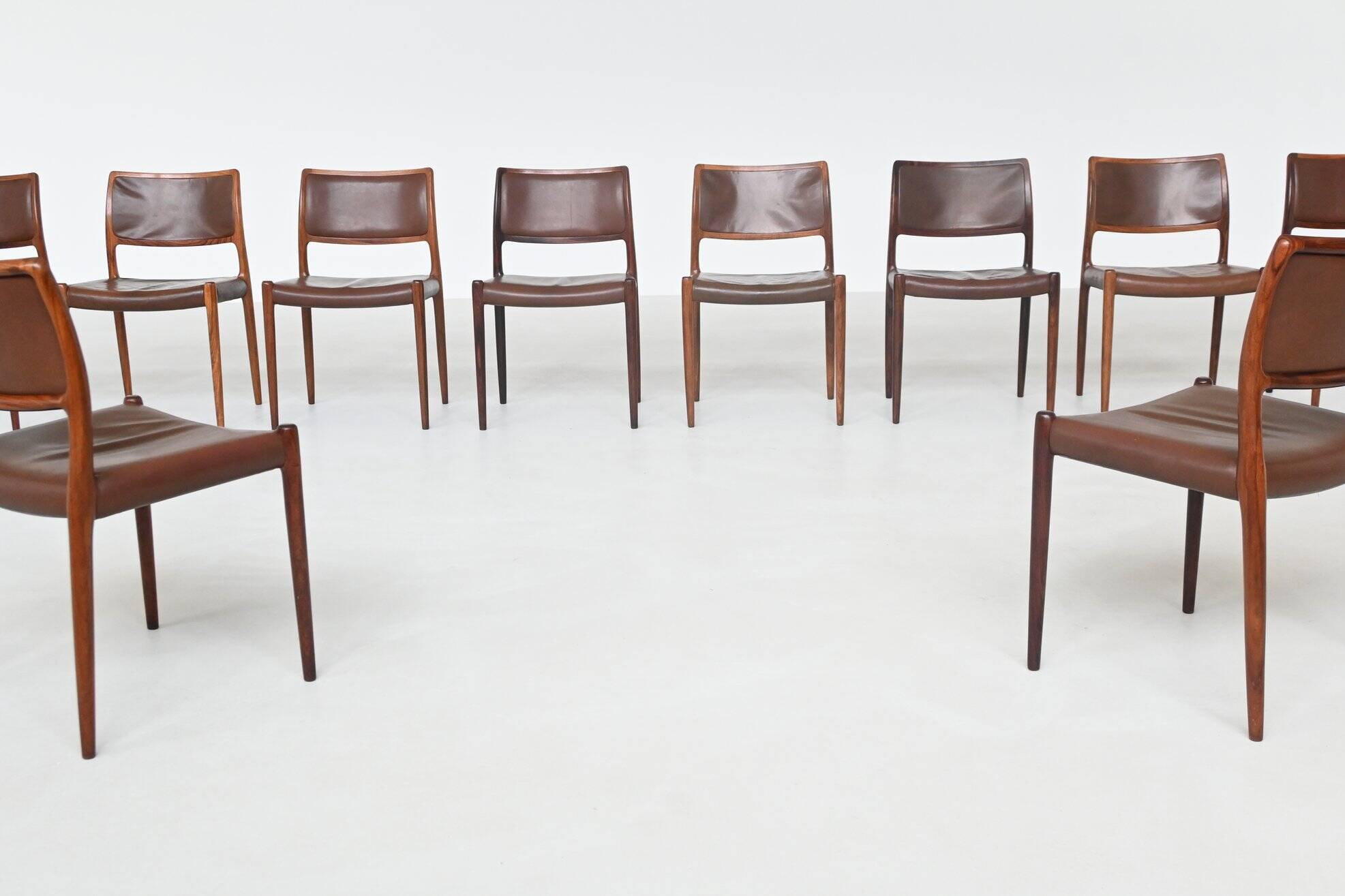 Niels Otto Moller model 80 dining chairs in rosewood Denmark 1960
