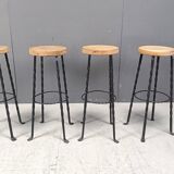 Vintage french wrought iron bar stools, 1960s - set of 4