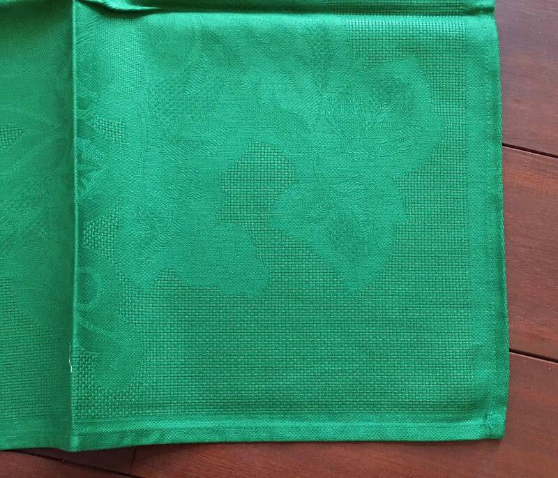 10 green damask cotton napkins by Patrick Frey