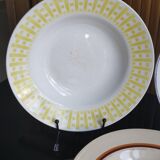 6 old plates mismatched geometric patterns Moulin des Loups, St Amand