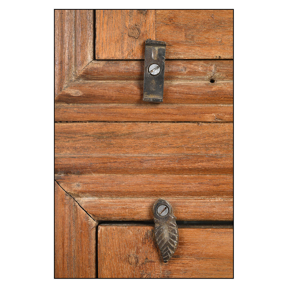 Antique teak showcase with mirror