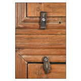 Antique teak showcase with mirror